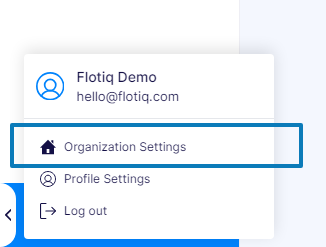 Go to organization Settings, Flotiq Dashboard