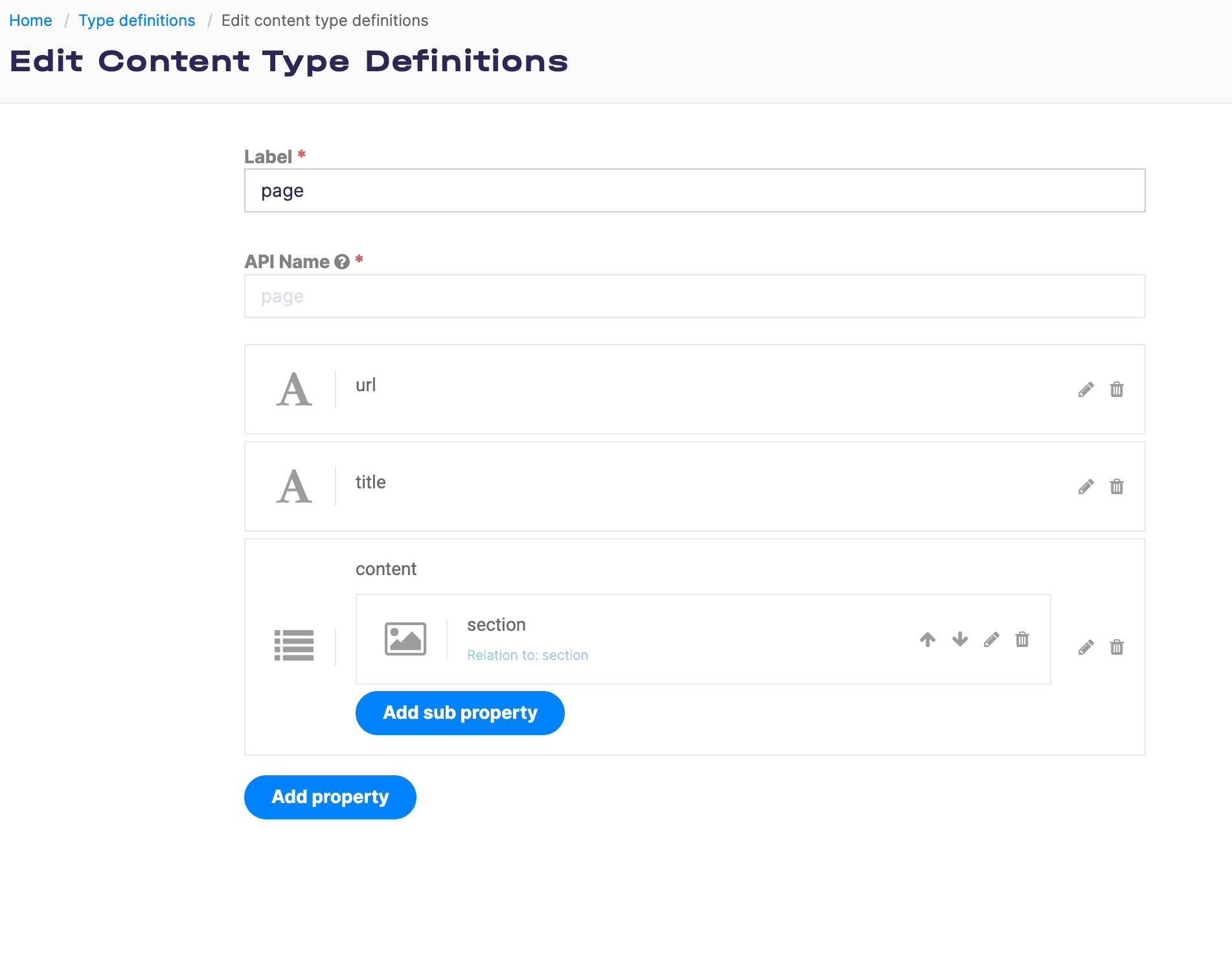 Content Type Definition of a page