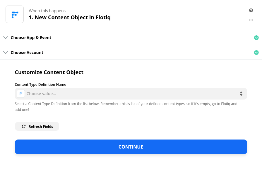 Choose Content Type Definition from the list