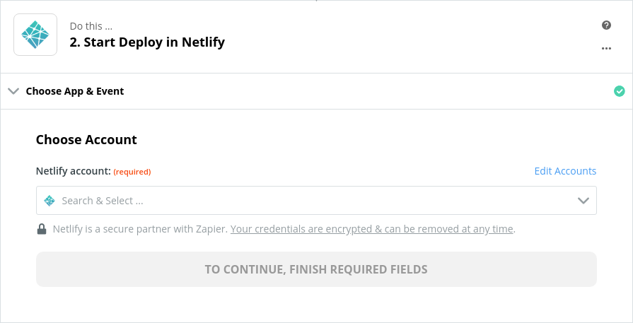 Choose your Netlify account