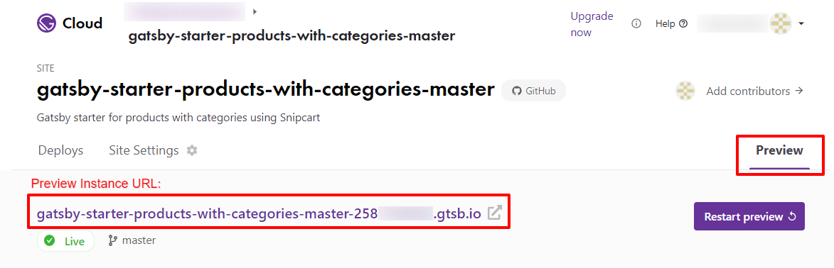 Gatsby Preview Instance URL