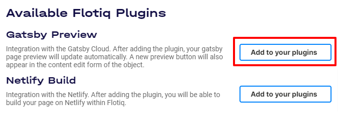 Adding Gatsby Preview plugin to Flotiq