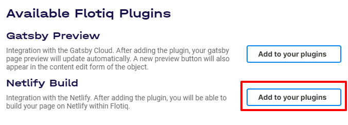 Adding Netlify Build plugin to Flotiq