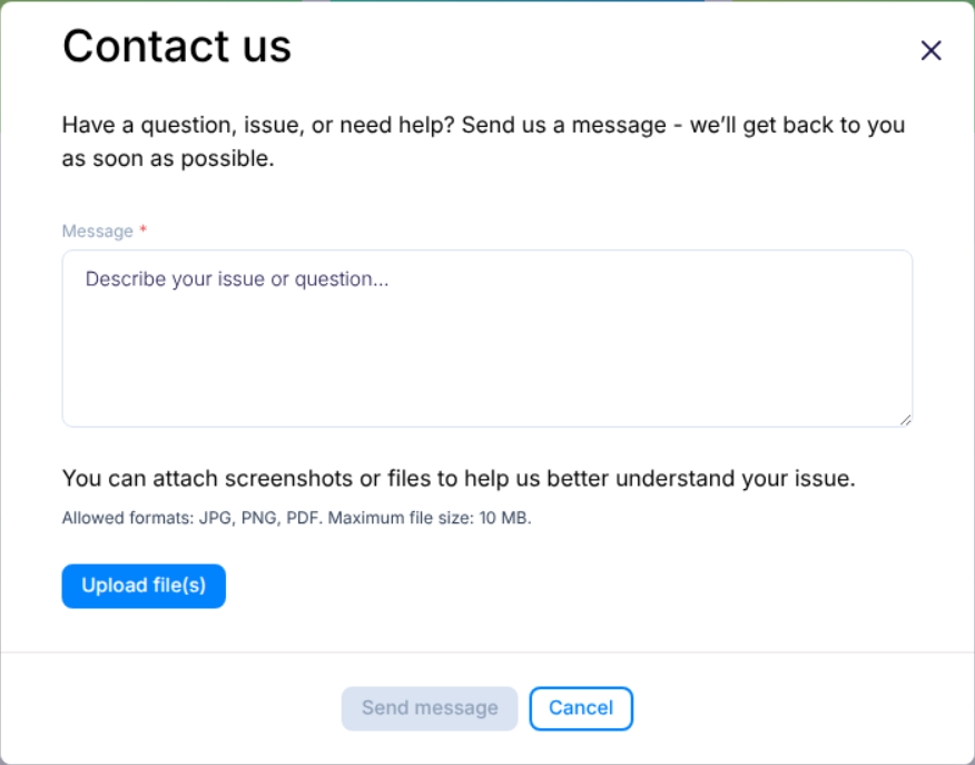 Report issue modal