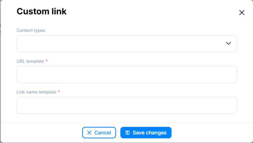 Custom link configuration