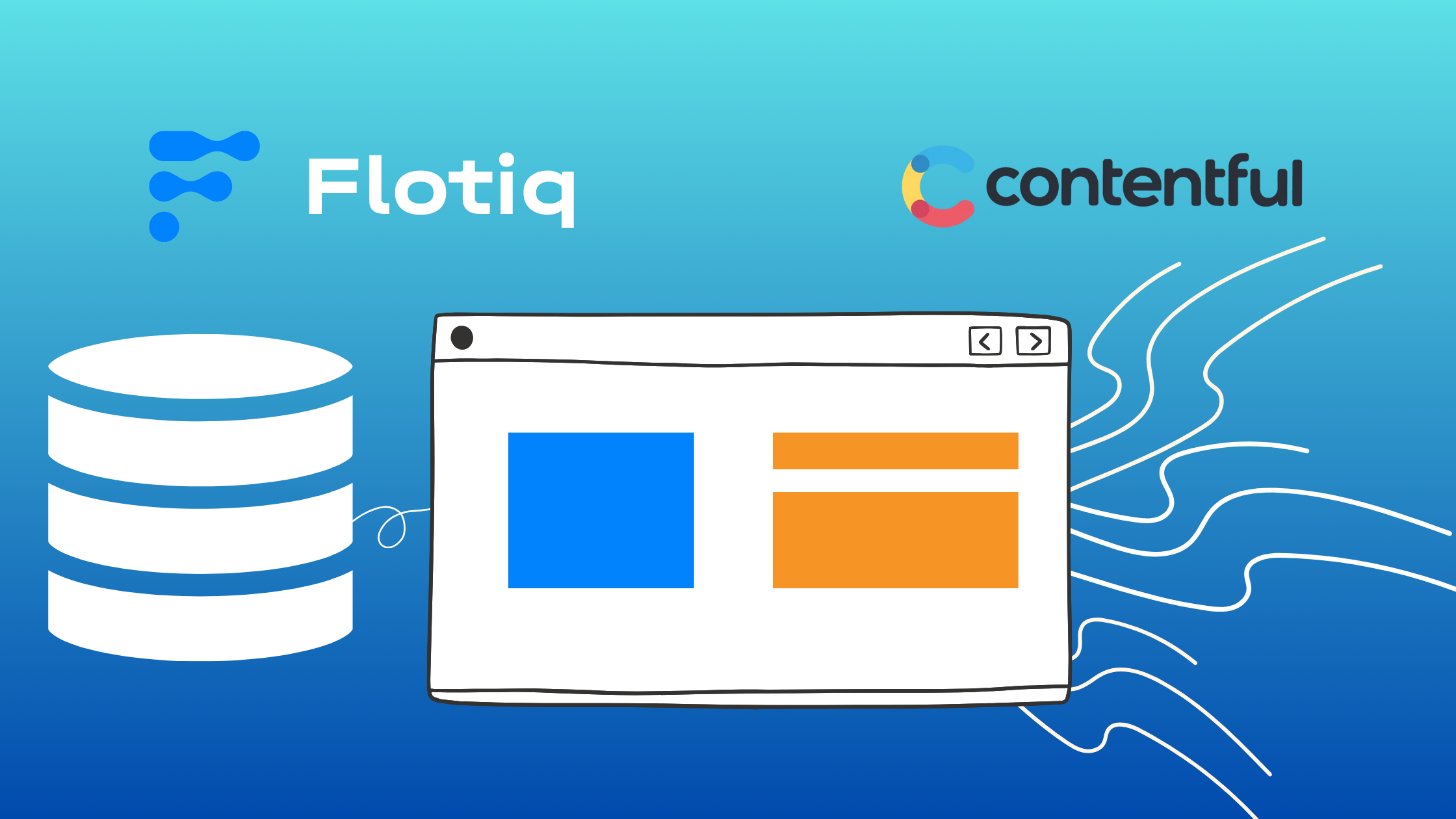 Graphic example of publication workflow, data travel from Flotiq database to website, mobile app and watch app at the same time